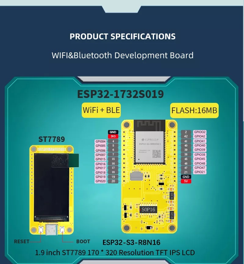 ESP32-S3 tích hợp LCD 1.9