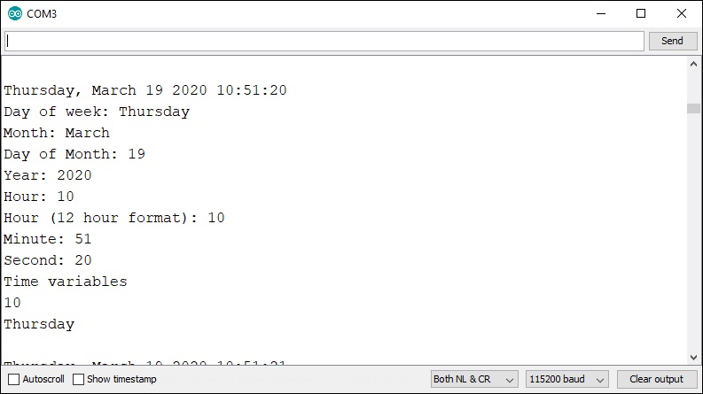 Demo dự án ESP32 NTP trên Serial Monitor