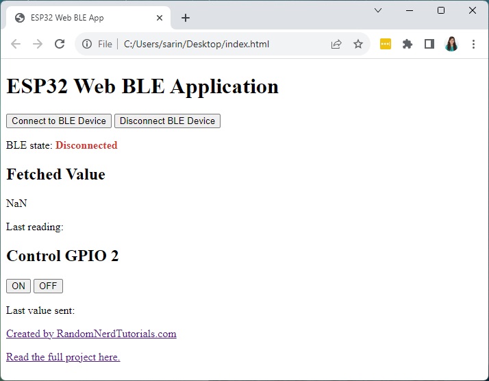 Kiểm tra hoạt động của ESP32 Web BLE