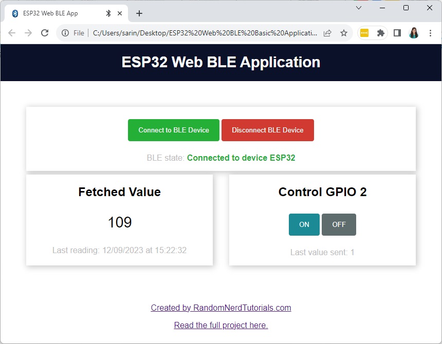 Trang trí giao diện ESP32 Web BLE