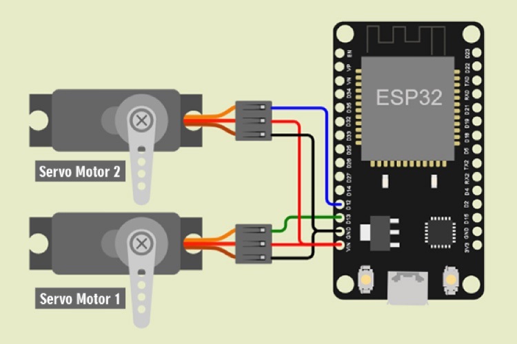 Sơ đồ kết nối cửa tự động ESP32 IoT