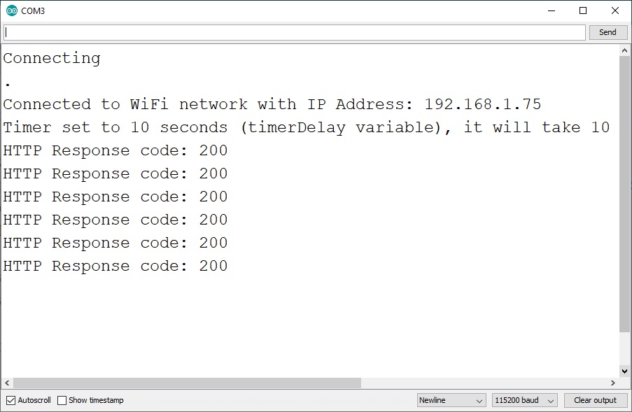 Mã phản hồi ESP32 HTTP POST là 200 trên Serial Monitor