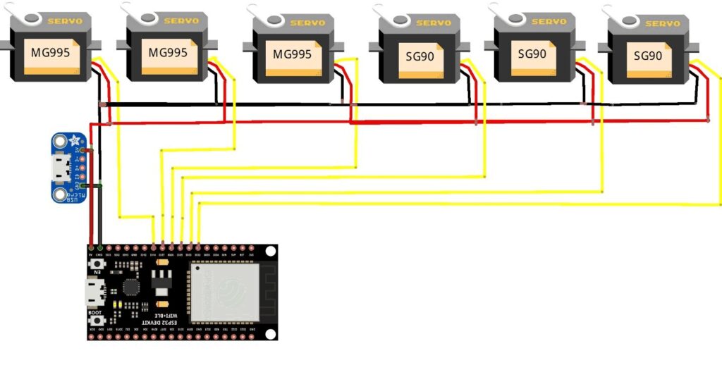 Kết nối phần cứng cho dự án IoT ESP32 Robot Arm