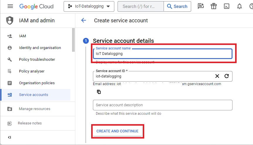 Tạo tài khoản dịch vụ Google để làm dự án ESP32 Google Sheets