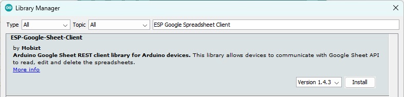 Cài đặt thư viện ESP Google Sheet Client trên Arduino IDE