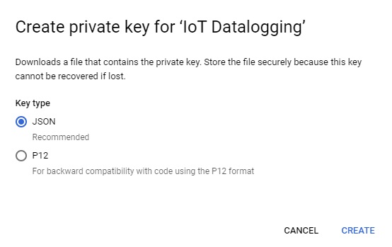 Tạo key mới cho dự án ESP32 Google Sheets